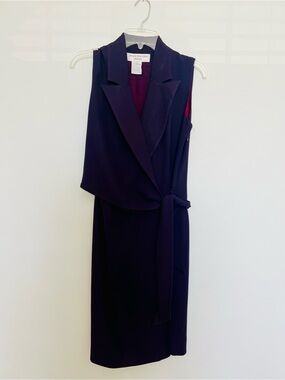 Jones New York Sleeveless Wrap Midi Dress in Navy